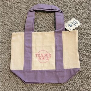 NWT Trader Joe’s Purple and Cream Tote Bag